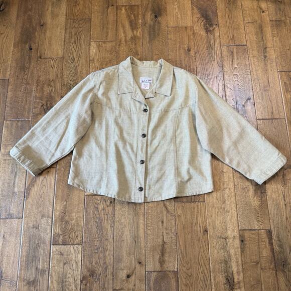 Touch O' Blue Jackets & Blazers - Vintage Touch O' Beige Lightweight Blazer Jacket Womens XL Button Up Made in USA